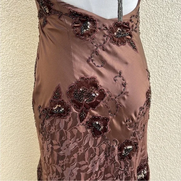 Vintage 90’s 100% Silk Beaded Dress Vintage Beaded Dress Lace Dress Silk Prom - Picture 10 of 17